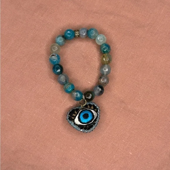 Blue Evil Eye‎ Beaded Bracelet - Picture 2 of 2